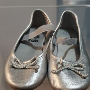 Silver Ballet Flats with Bow